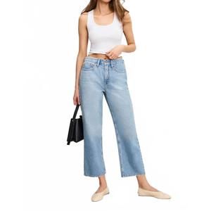 Good American Light Blue Cropped Wide-Leg Jeans
